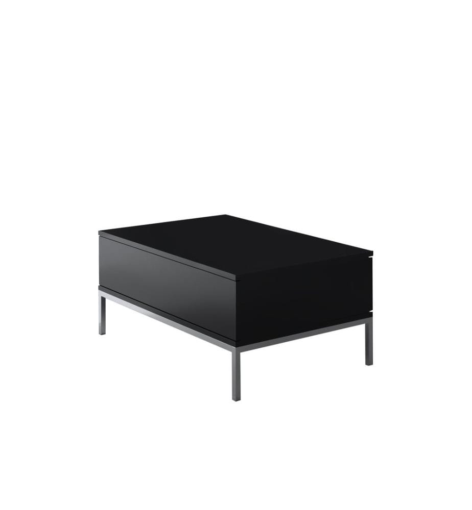 Table basse, noire, argent, panneau de particules mélaminé, pieds en métal