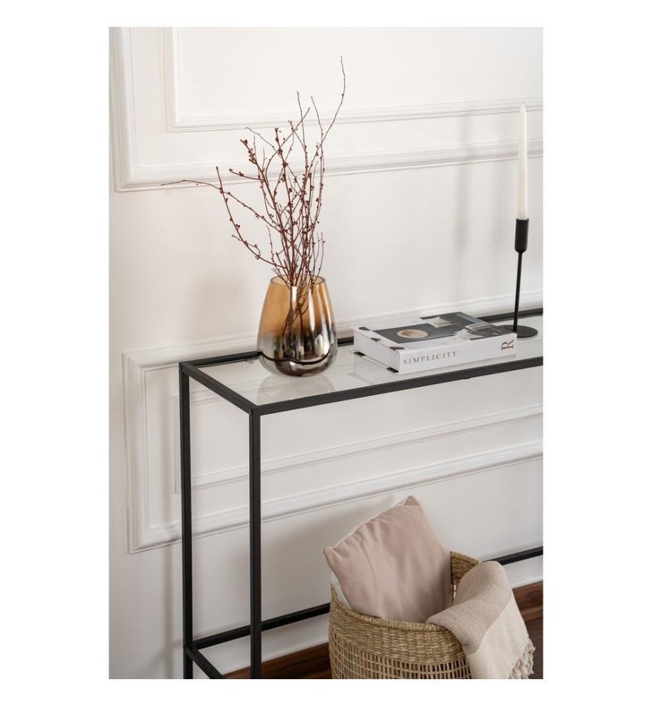 Sideboard, Schwarz, gehärtetes Glas, Rahmen: %100 Metall