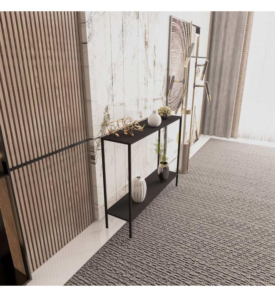 Sideboard, Black, Melamine Coated Chipboard, Metal Legs
