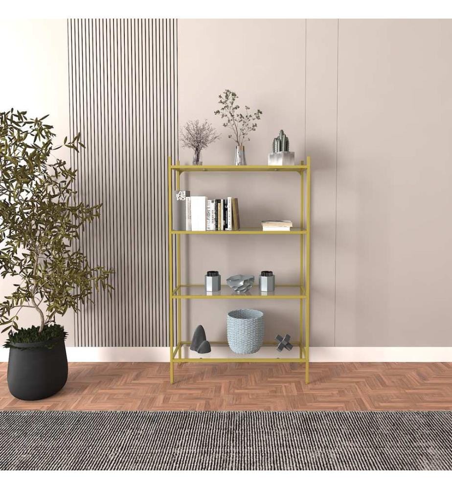 Libreria, Oro, Vetro temperato, Gambe in metallo