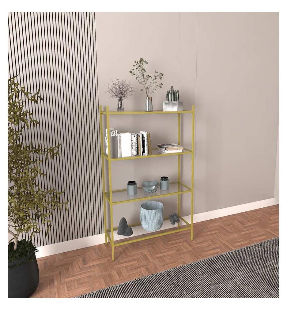 Libreria, Oro, Vetro temperato, Gambe in metallo