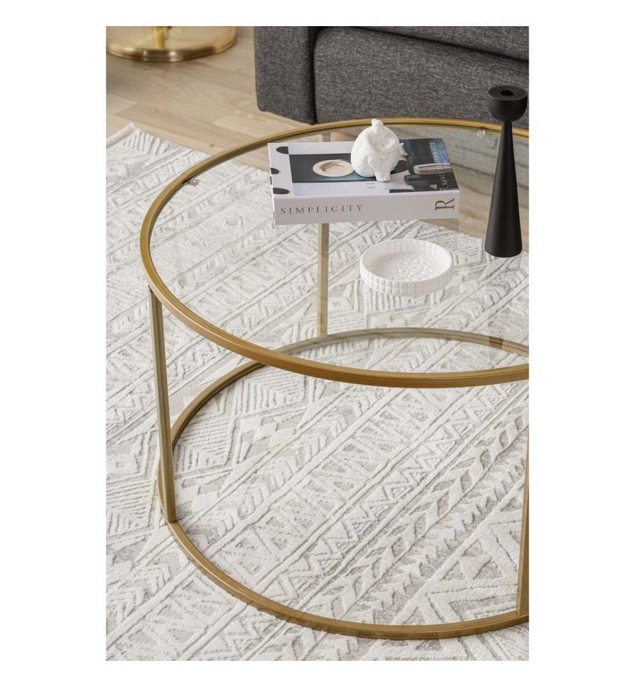 Couchtisch, gold, transparent, 100 % gehärtetes Klarglas, Gestell: 100 % Metall