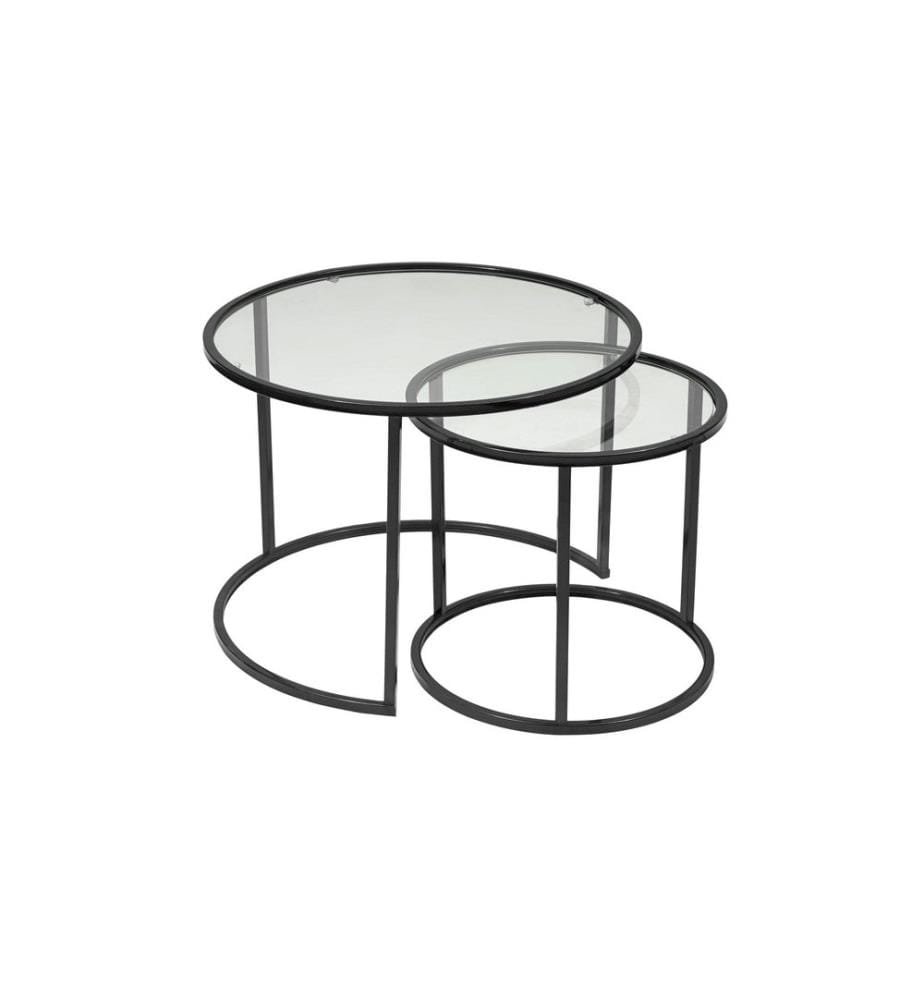 Table basse, noire, transparente, 100 % VERRE TRANSPARENT TREMPÉ, structure : 100 % MÉTAL