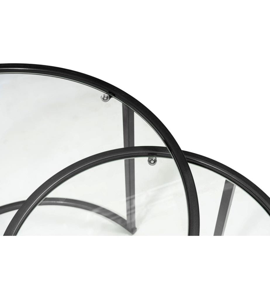 Table basse, noire, transparente, 100 % VERRE TRANSPARENT TREMPÉ, structure : 100 % MÉTAL