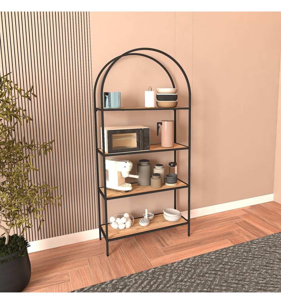 Bücherregal, schwarz, Atlantic Pine, 100 % MELAMINBESCHICHTETE SPANPLATTE, Rahmen: 100 % METALL