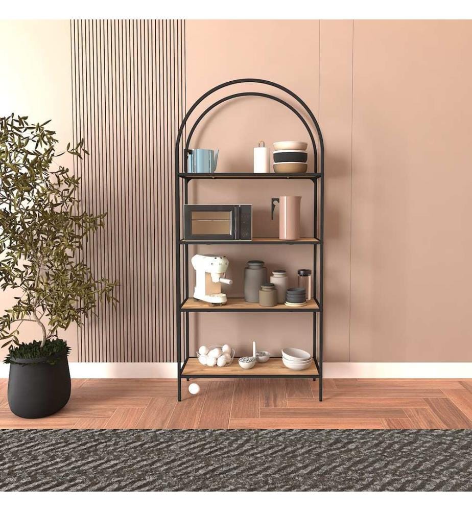 Bücherregal, schwarz, Atlantic Pine, 100 % MELAMINBESCHICHTETE SPANPLATTE, Rahmen: 100 % METALL