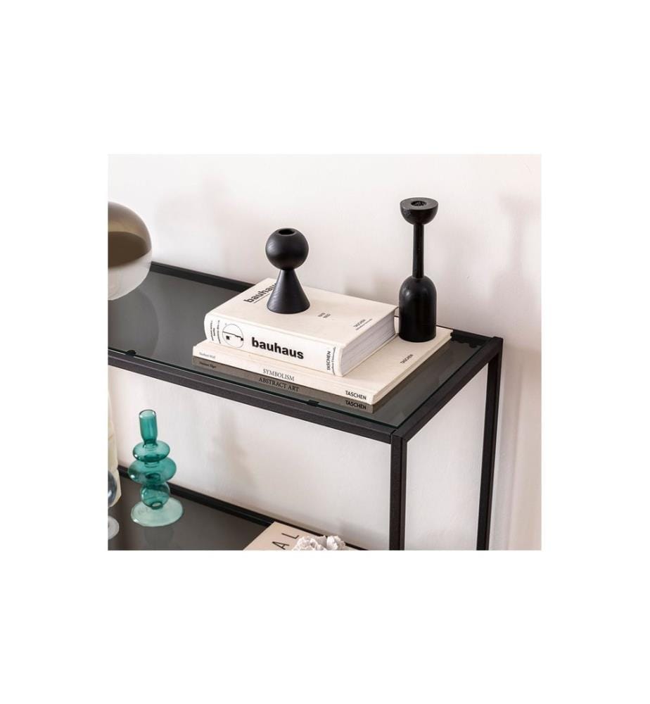 Credenza, nera, fumé, 100% VETRO FUMÉ TEMPERATO, struttura: 100% METALLO