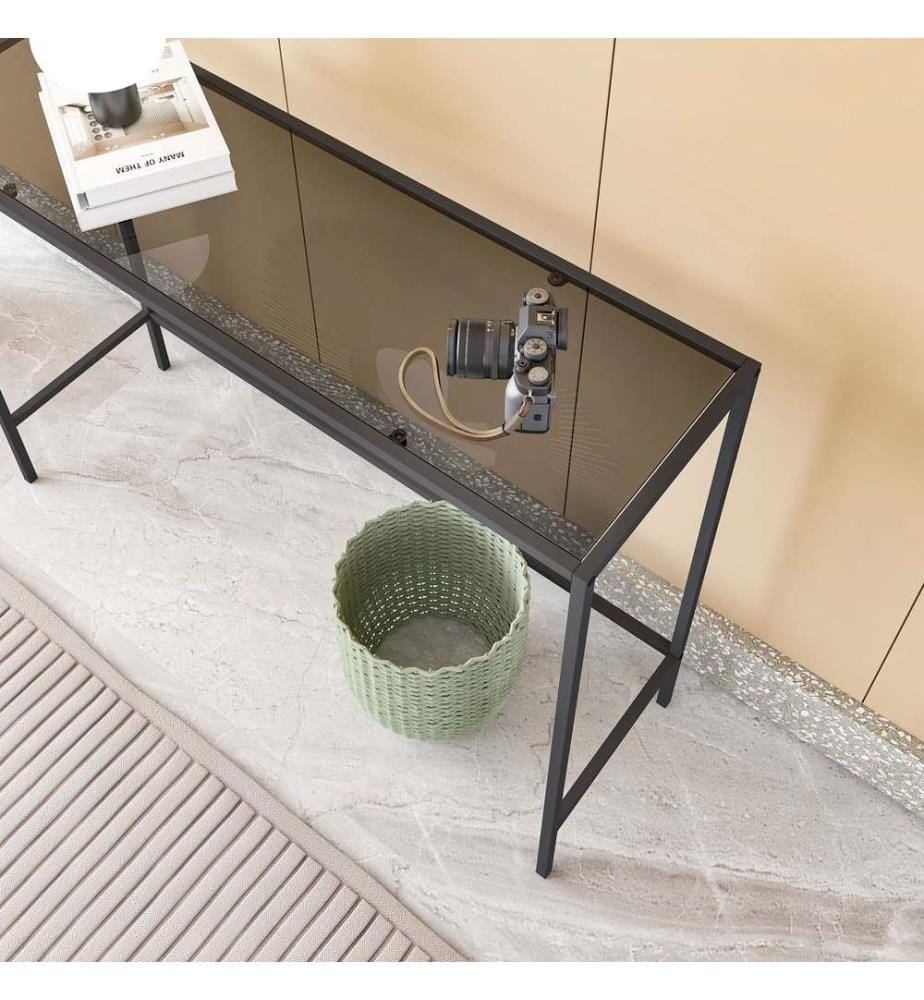 Sideboard, schwarz, rauchfarben, 100 % RAUCHGLAS, Rahmen: 100 % METALL