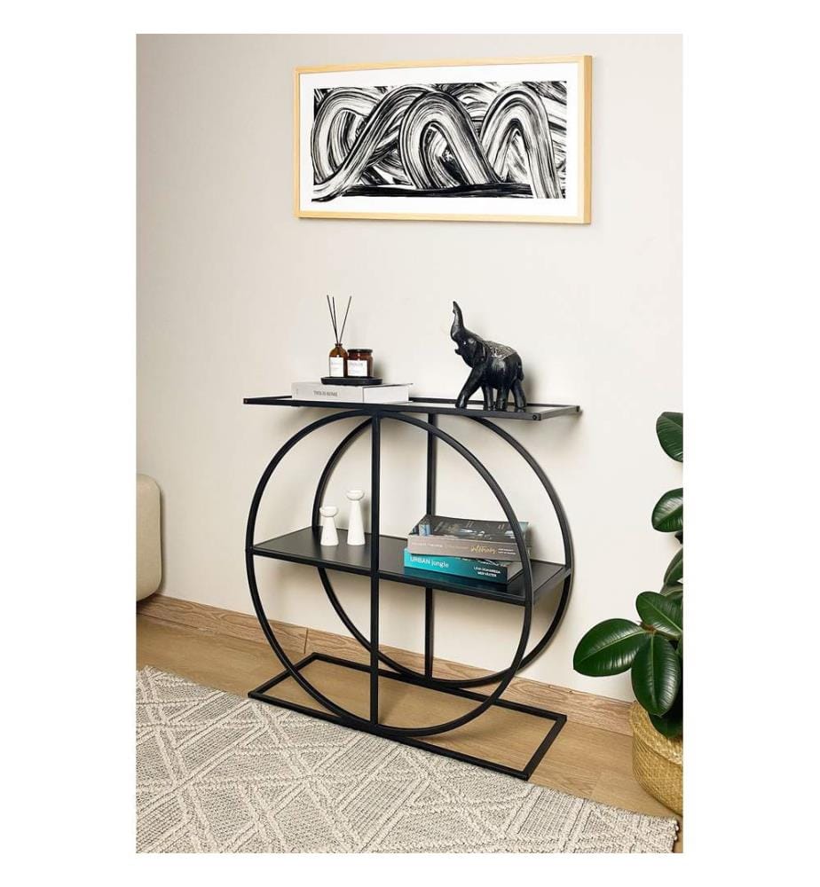 Sideboard, schwarz, rauchfarben, 100 % MELAMINBESCHICHTETE SCHWARZE SPANPLATTE – RAUCHGLAS, Rahmen: 100 % METALL
