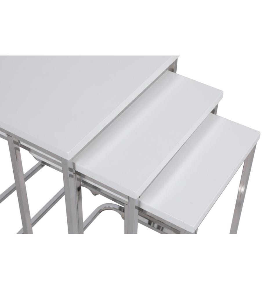 Nisttisch, 3 Stück, Weiss, Metal Rahmen