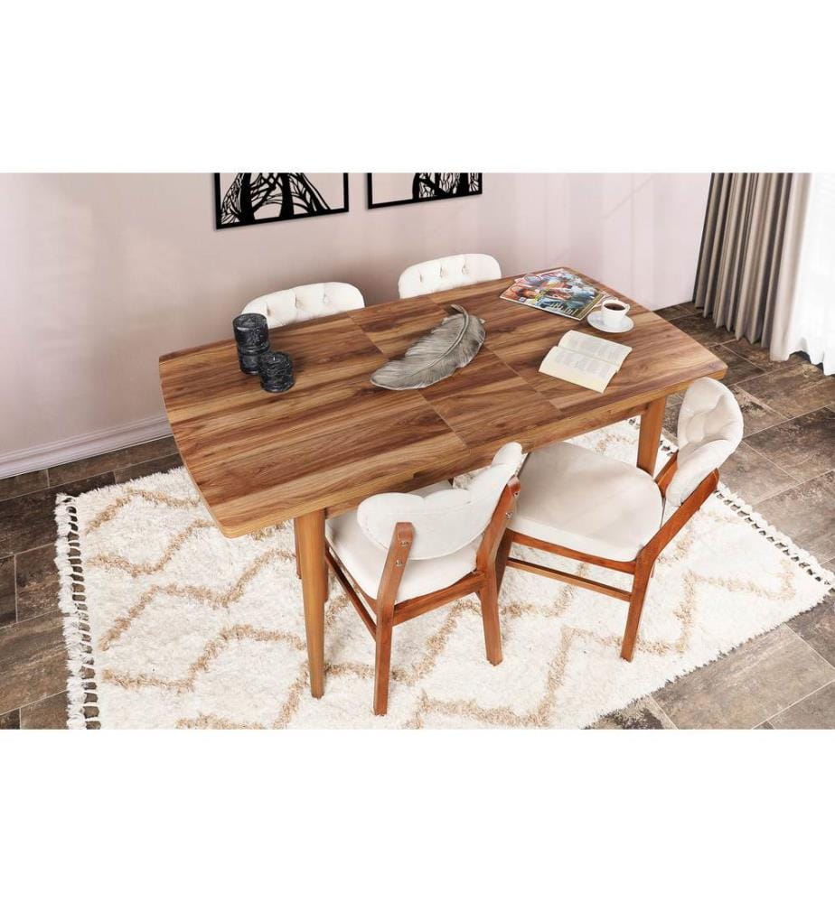 Dining Table, Walnut, Melamine Coated Particle Board, Plastic Legs