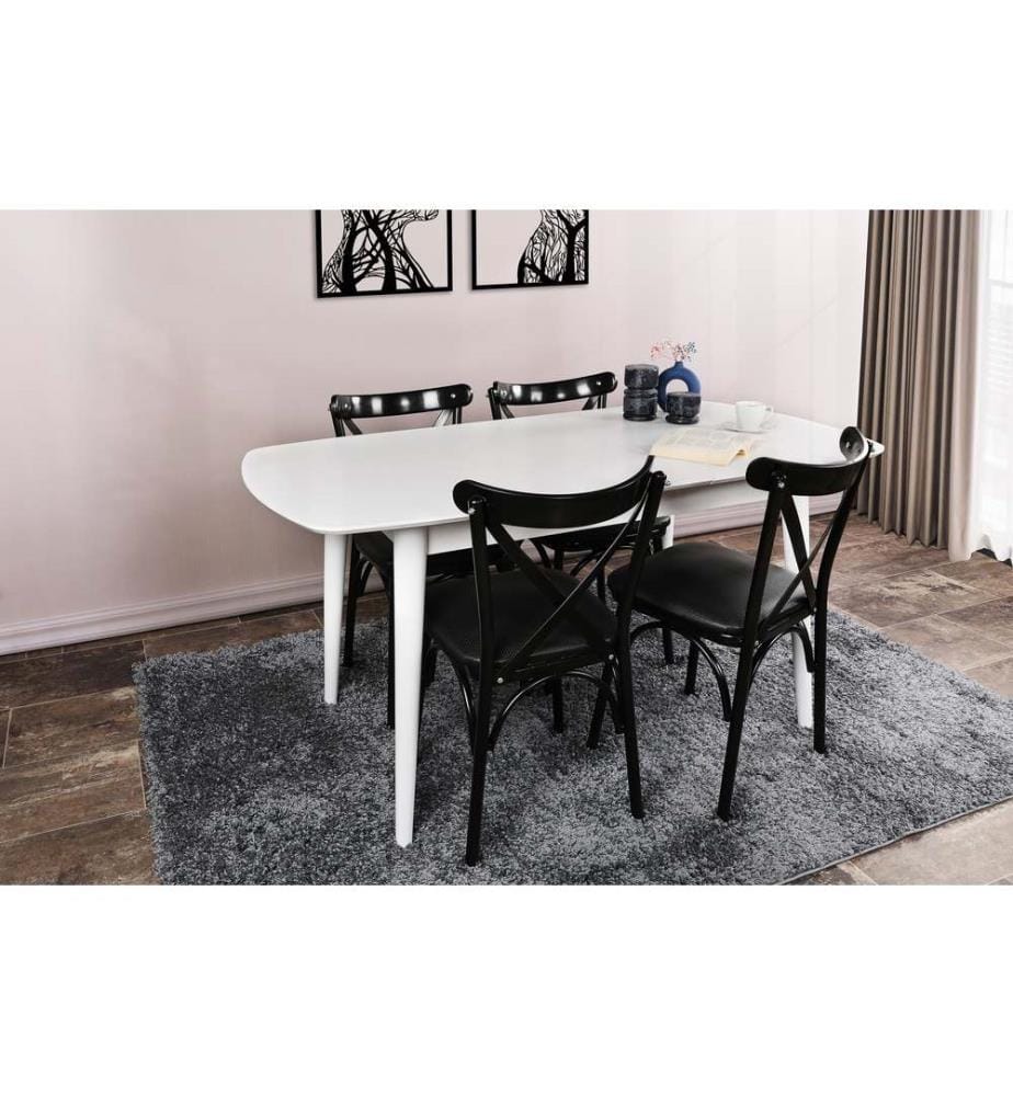 Dining Table, White, MDF, Plastic Legs