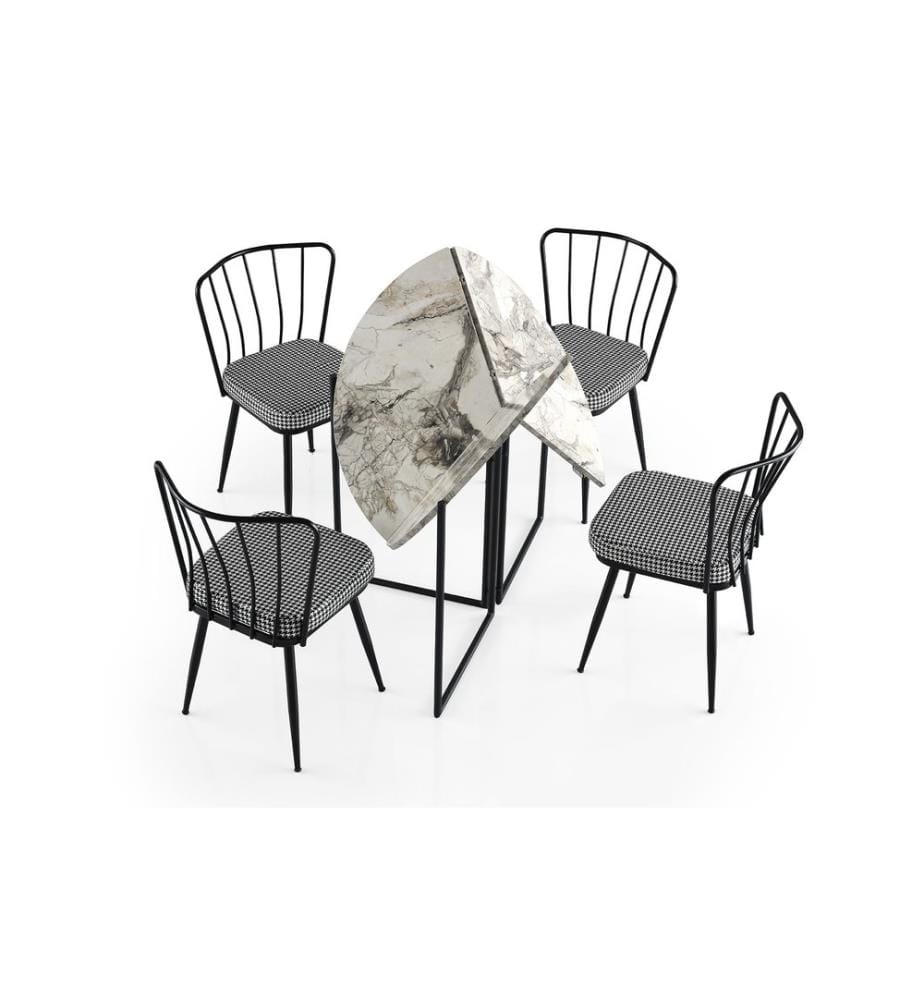 Dining Table, Atlantic Pine, Melamine Coated Particle Board, Metal Legs