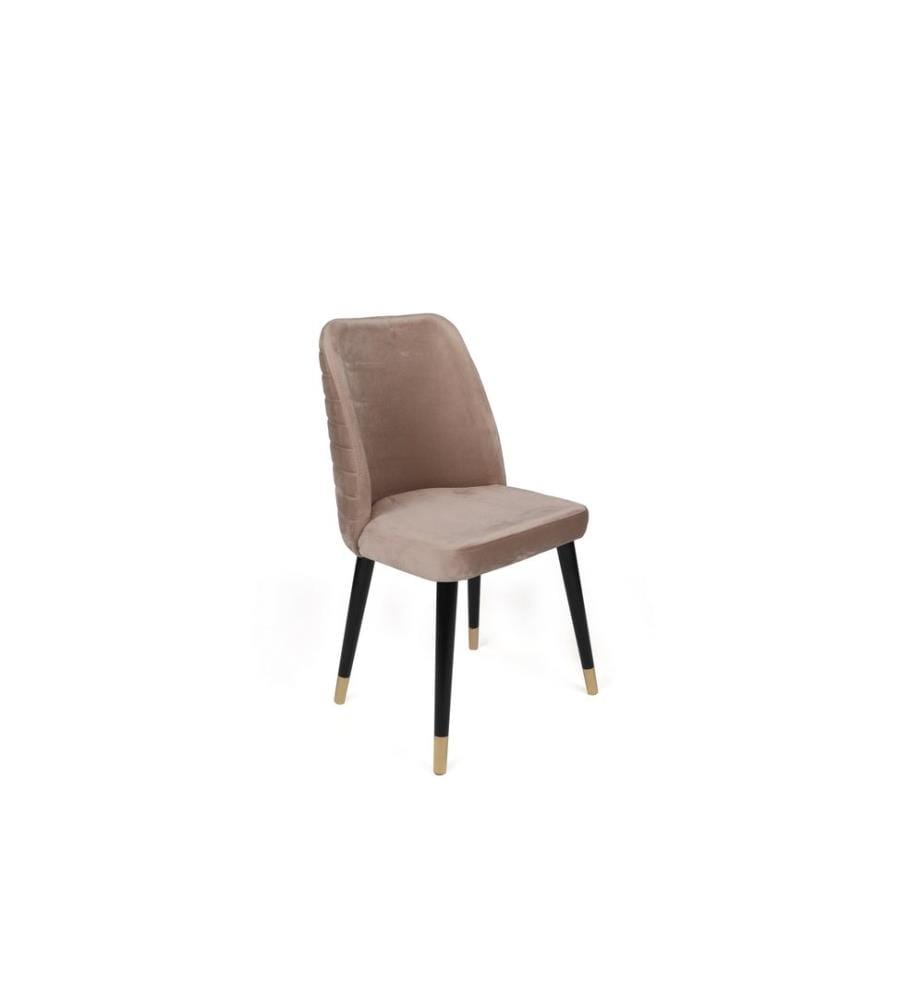 Stuhl-Set , 4 Teile, Beige, Schwarz, Gold, Gestell: Metall, Sitz: Samtstoff