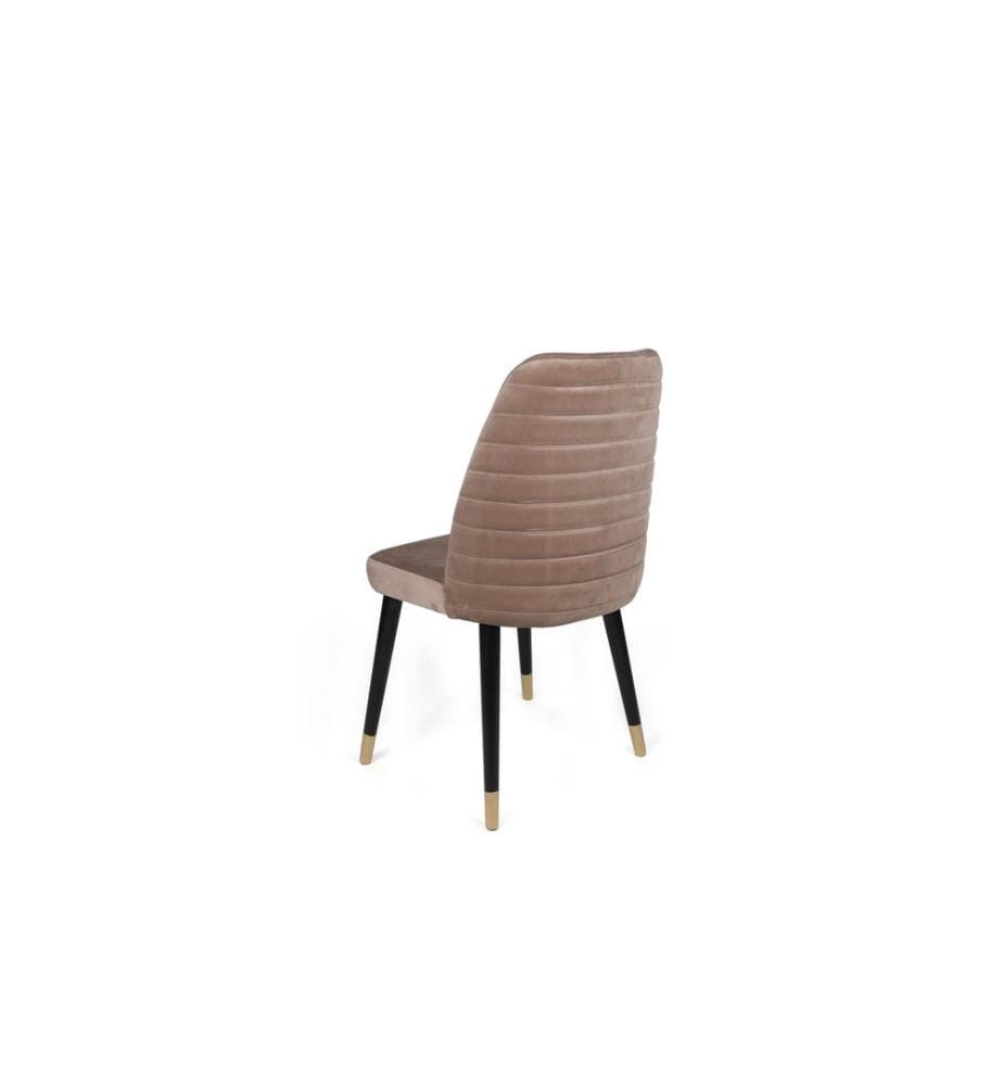 Stuhl-Set , 4 Teile, Beige, Schwarz, Gold, Gestell: Metall, Sitz: Samtstoff