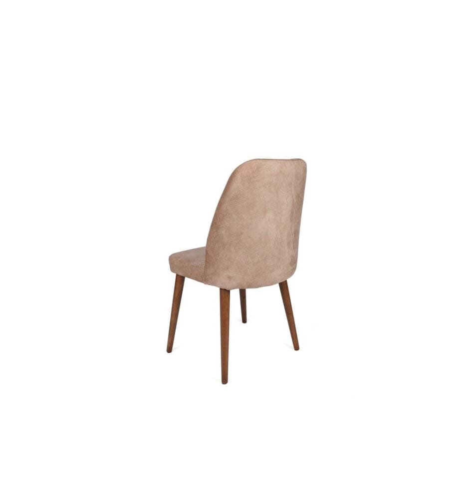 Stuhl-Set , 2 Stück, Beige, Nussbaum, Gestell: Metall , Sitz: Samtstoff