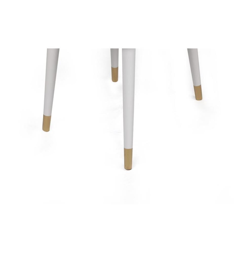 Stuhl-Set , 2 Stück, Creme, Weiss, Gold, Gestell: Holz, Sitz: Samtstoff, Rückenlehne: Metall / Samtstoff