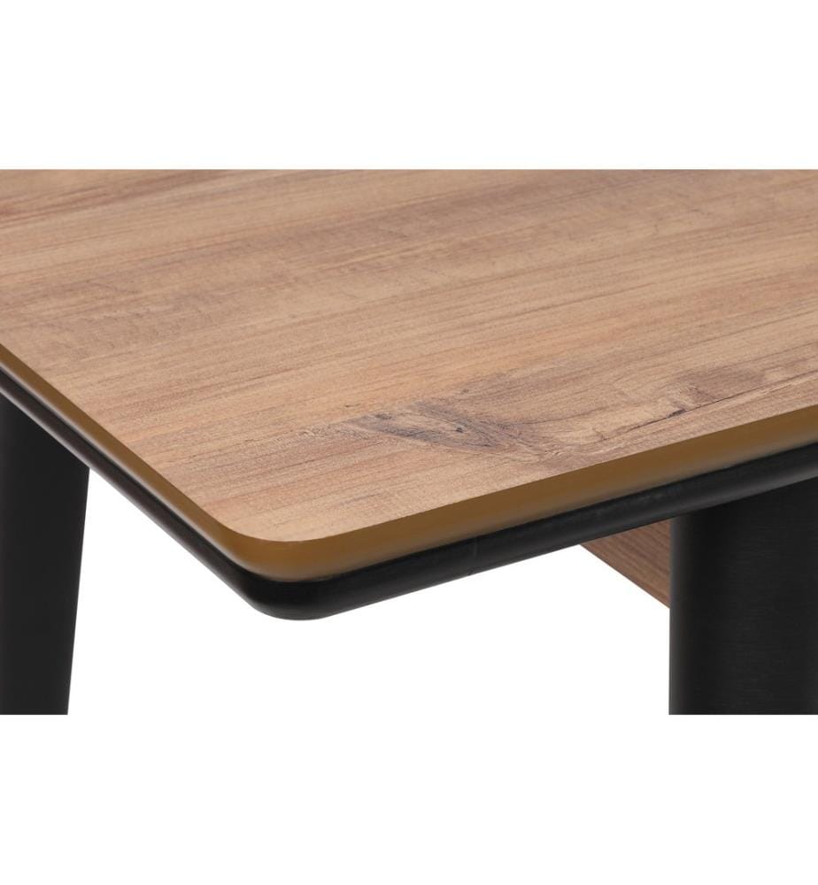 Extendable Dining Table, Walnut, Black, MDF