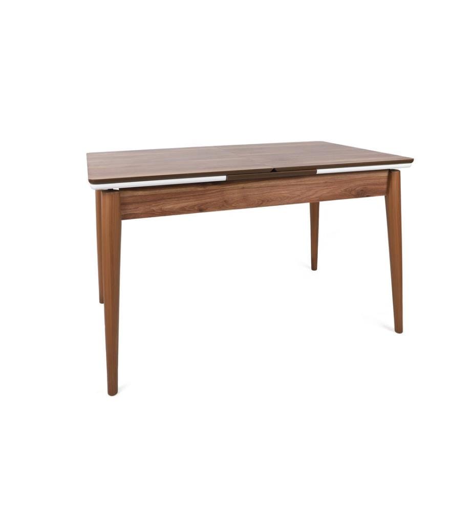 Extendable Dining Table, Walnut, White, MDF