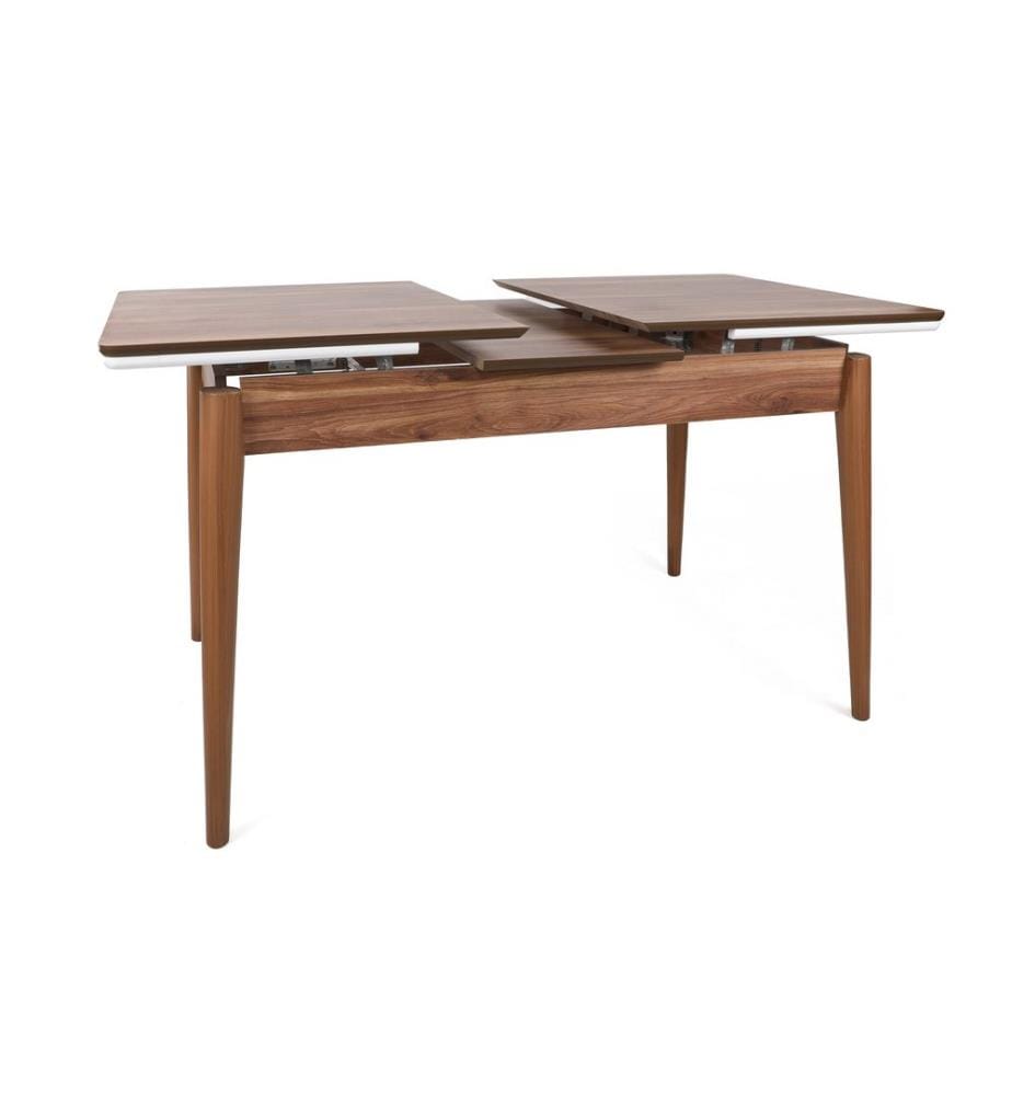Extendable Dining Table, Walnut, White, MDF