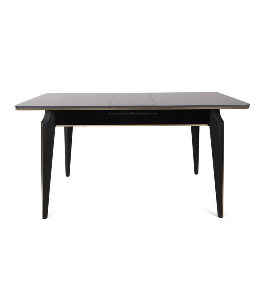 Table à rallonges, Anthracite, Or, Noir, Panneau de particules mélaminé, Pieds en métal
