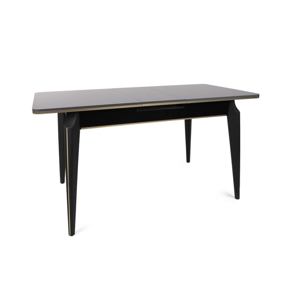 Table à rallonges, Anthracite, Or, Noir, Panneau de particules mélaminé, Pieds en métal