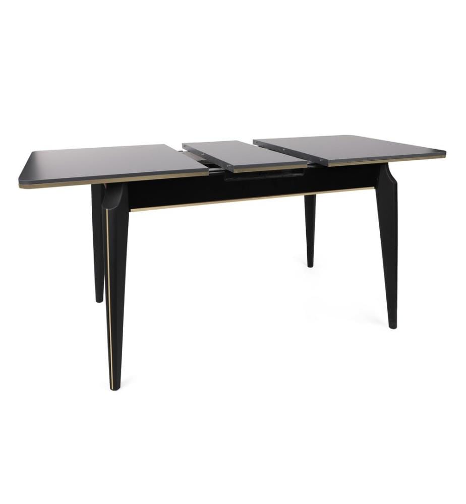 Table à rallonges, Anthracite, Or, Noir, Panneau de particules mélaminé, Pieds en métal