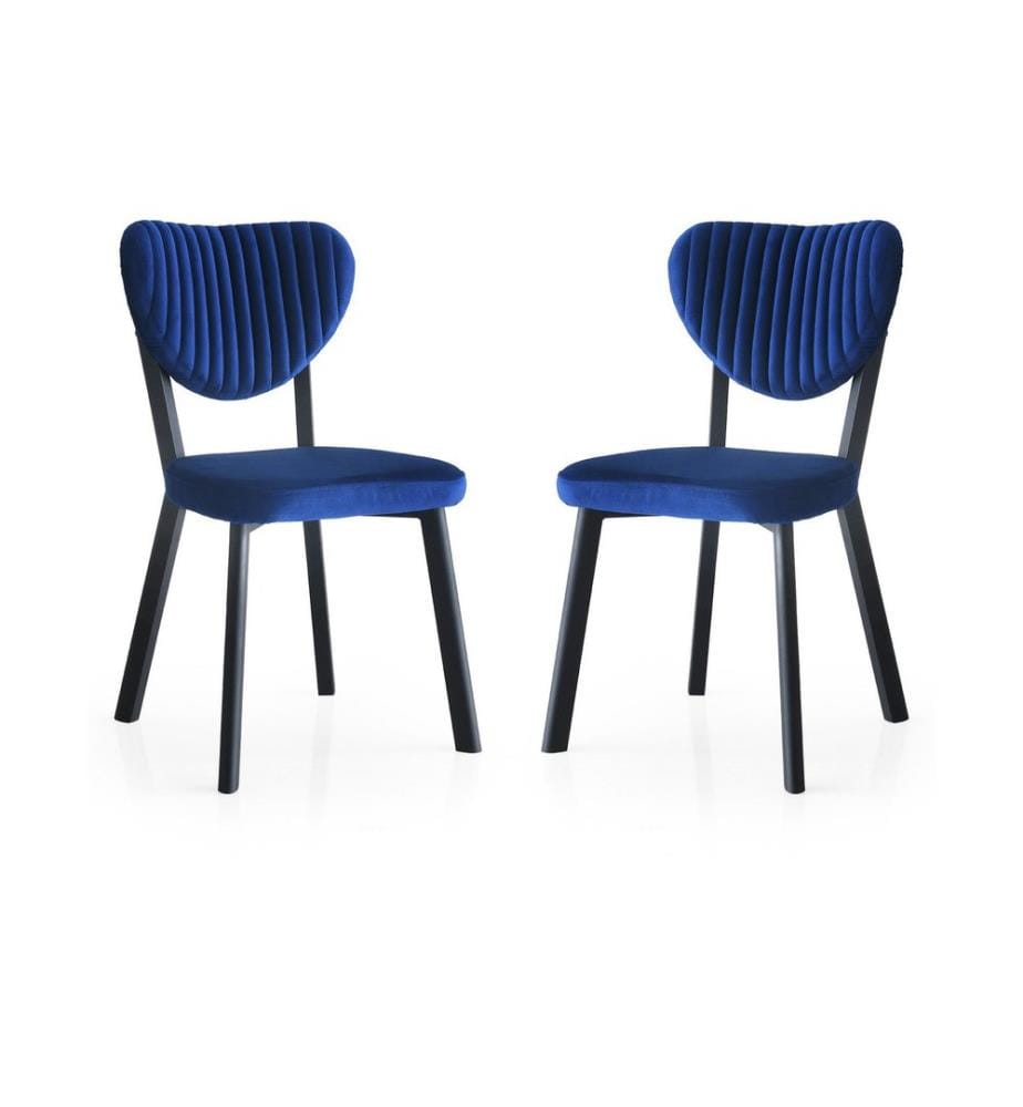 Stuhl Set, 2 Stück, Marineblau, Gestell: 100% Static Dyed Iron, Sitz: 100% Melamine Coated Particle Board