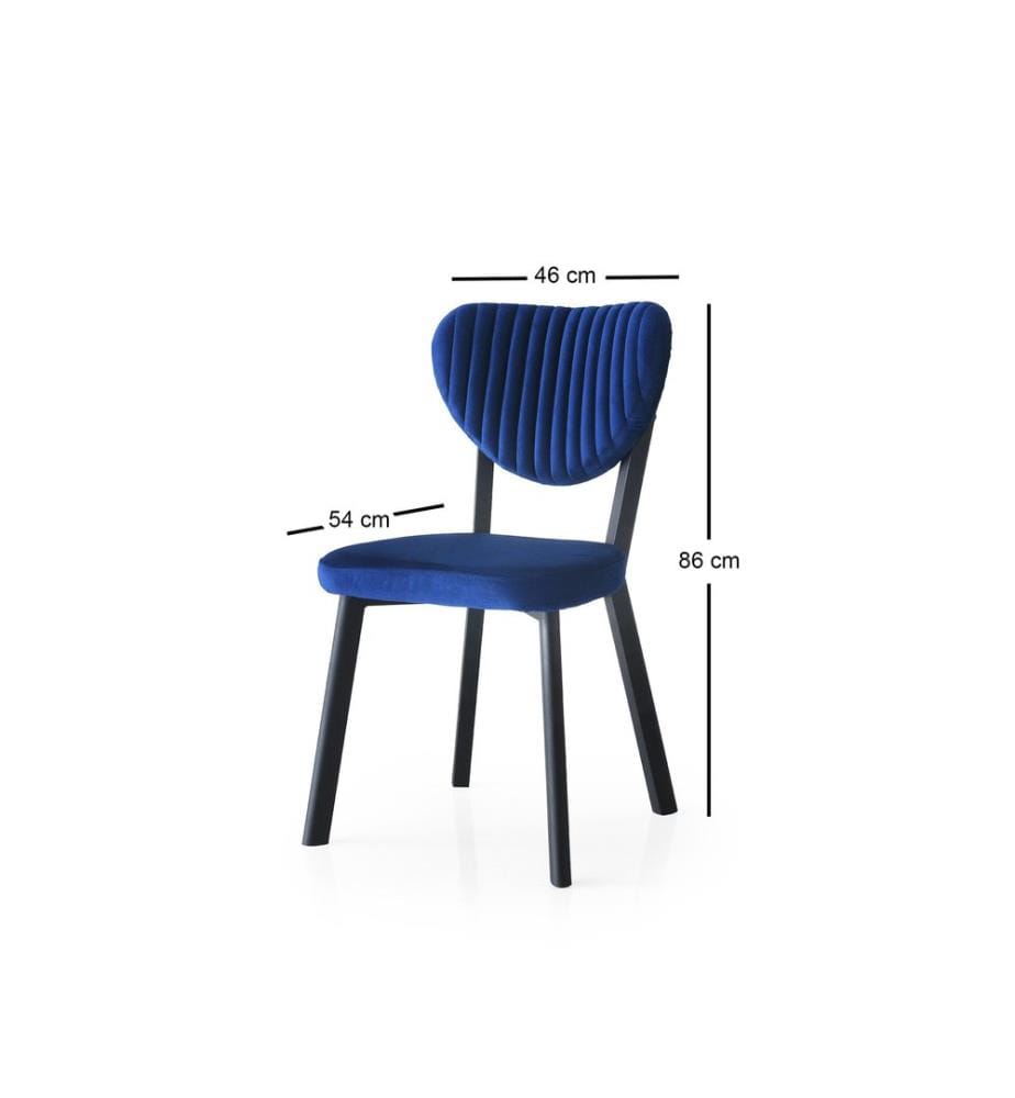 Stuhl Set, 2 Stück, Marineblau, Gestell: 100% Static Dyed Iron, Sitz: 100% Melamine Coated Particle Board