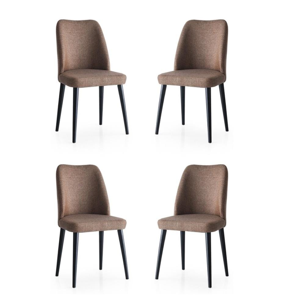 Stuhl Set , 4 Stück, Braun, Gestell: 100% Eisen, Sitzfläche: 100% Spanplatte