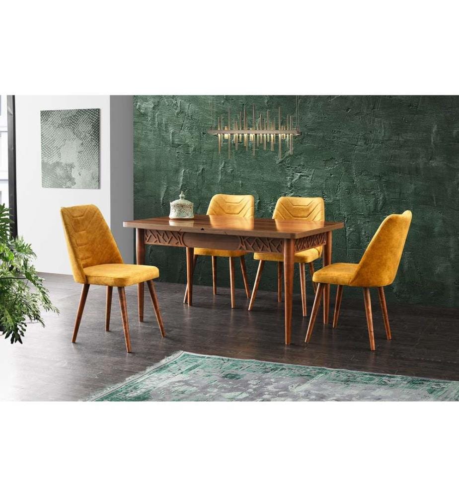 Table, Noyer, Piétement : 100% Melamine Particle Board