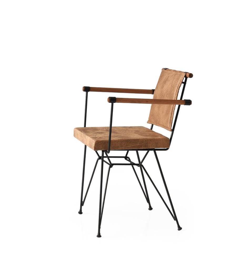 Ensemble de chaises, 2 pièces, marron, châssis : 100% fer, siège : 100% Melamine Particle Board