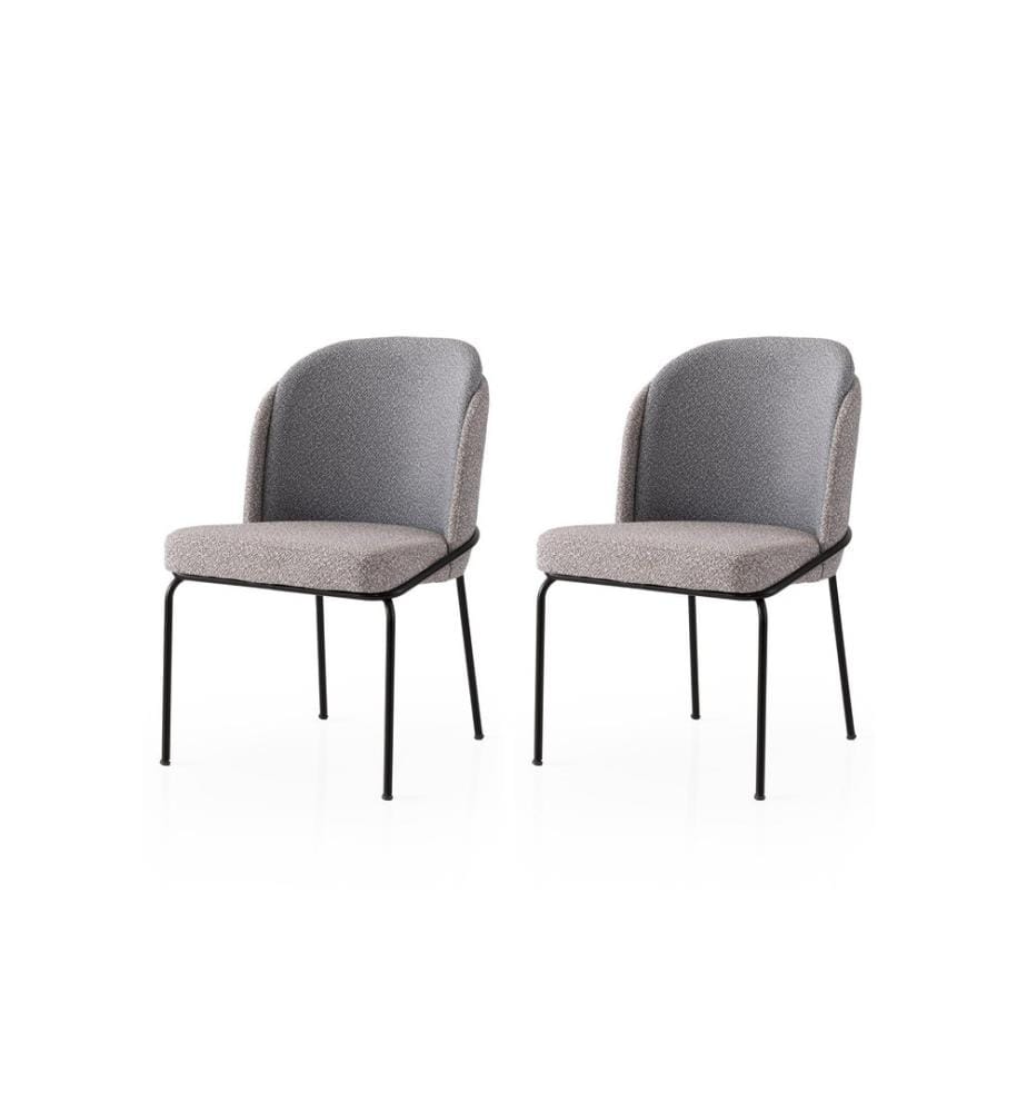 Ensemble de chaises, 2 pièces, doré, gris, structure : 100 % FER, assise : PANNEAU DE PARTICULES ENDUIT DE MÉLAMINE, dossier : CONTREPLAQUÉ