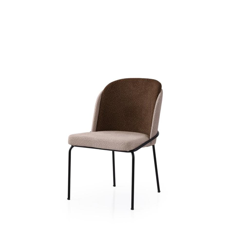 Ensemble de chaises, 2 pièces, doré, crème, marron, structure : 100 % FER, assise : PANNEAU DE PARTICULES REVÊTU DE MÉLAMINE, dossier : CONTREPLAQUÉ
