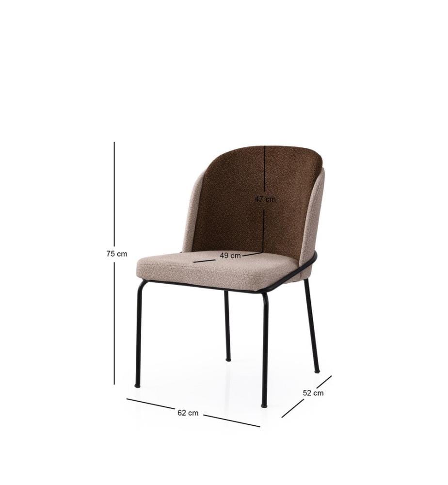 Ensemble de chaises, 4 pièces, doré, crème, marron, structure : 100 % FER, assise : PANNEAU DE PARTICULES REVÊTU DE MÉLAMINE, dossier : CONTREPLAQUÉ