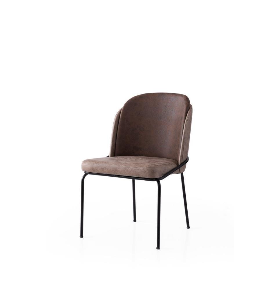 Ensemble de chaises, 2 pièces, doré, marron, structure : 100 % FER, assise : PANNEAU DE PARTICULES REVÊTU DE MÉLAMINE, dossier : CONTREPLAQUÉ