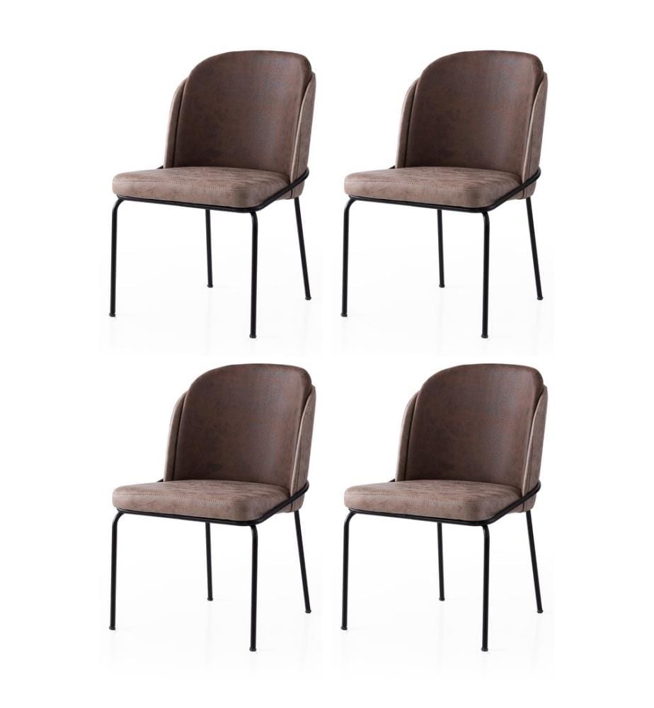 Set di sedie, 4 pezzi, oro, marrone, struttura: 100% FERRO, seduta: PANNELLO DI PARTICELLE RIVESTITO IN MELAMMINA, schienale: COMPENSATO