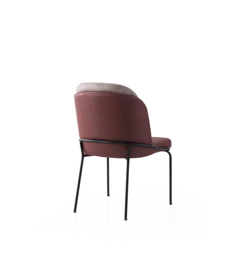 Ensemble de chaises, 4 pièces, doré, rouge, structure : 100 % FER, assise : PANNEAUX DE PARTICULES ENDUITS DE MÉLAMINE, dossier : CONTREPLAQUÉ