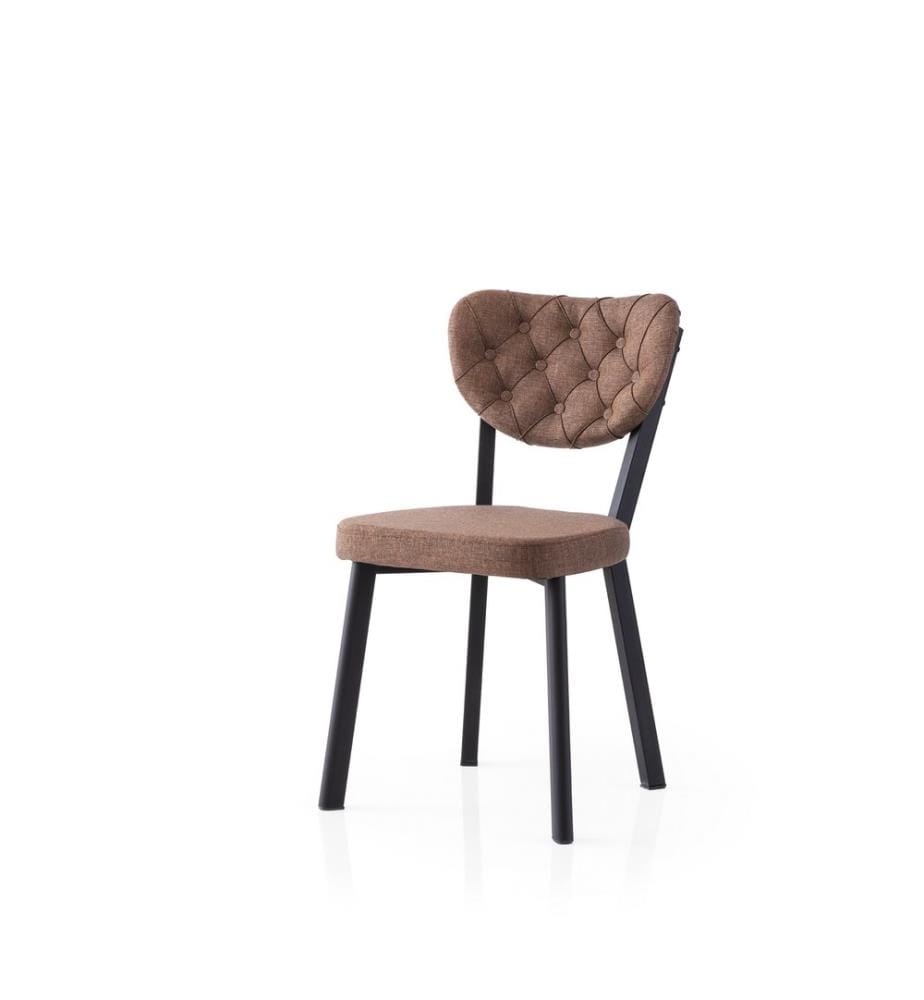 Ensemble de chaises, 2 pièces, noir, marron, structure : 100 % FER, assise : PANNEAU DE PARTICULES REVÊTU DE MÉLAMINE, dossier : CONTREPLAQUÉ