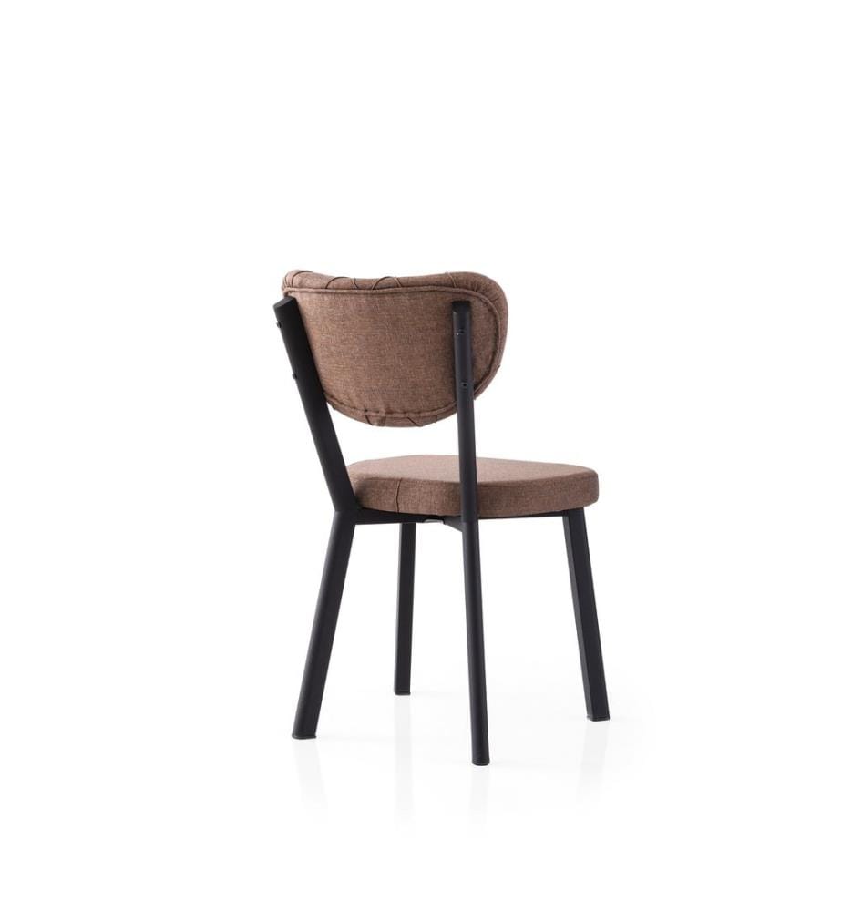 Ensemble de chaises, 2 pièces, noir, marron, structure : 100 % FER, assise : PANNEAU DE PARTICULES REVÊTU DE MÉLAMINE, dossier : CONTREPLAQUÉ