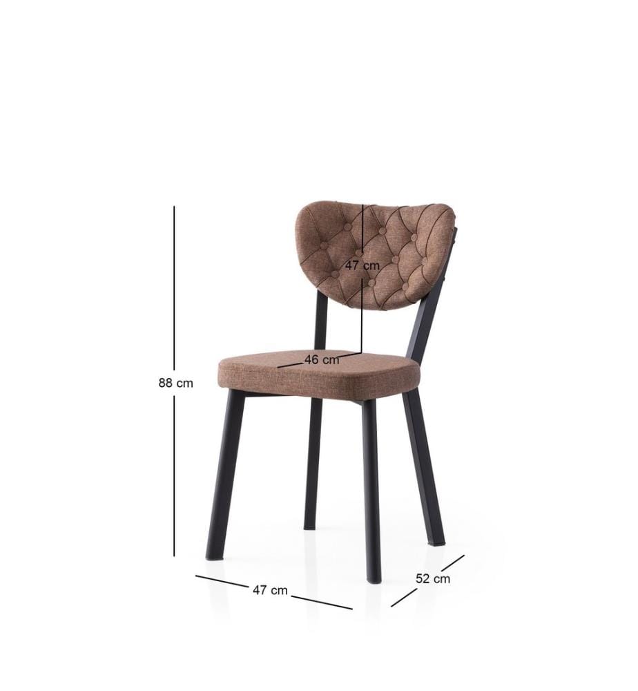 Ensemble de chaises, 2 pièces, noir, marron, structure : 100 % FER, assise : PANNEAU DE PARTICULES REVÊTU DE MÉLAMINE, dossier : CONTREPLAQUÉ