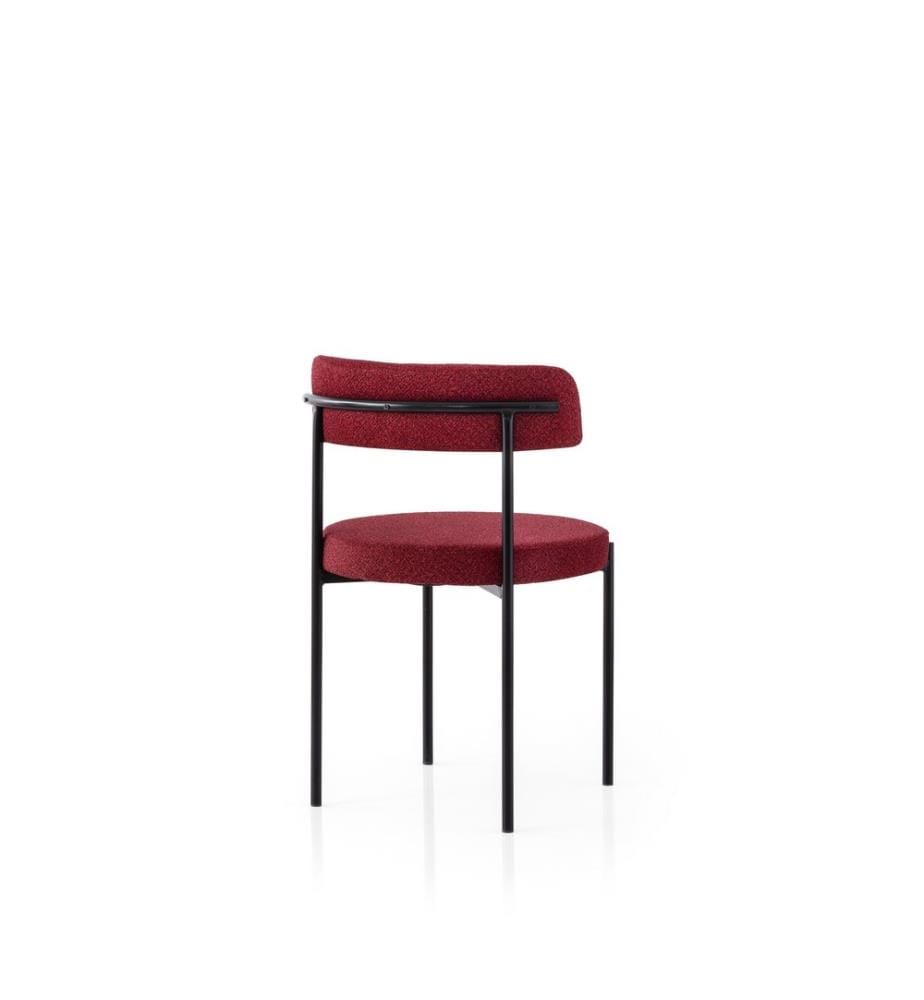 Ensemble de chaises, 2 pièces, noir, rouge, structure : 100 % FER, assise : PANNEAU DE PARTICULES REVÊTU DE MÉLAMINE, dossier : CONTREPLAQUÉ
