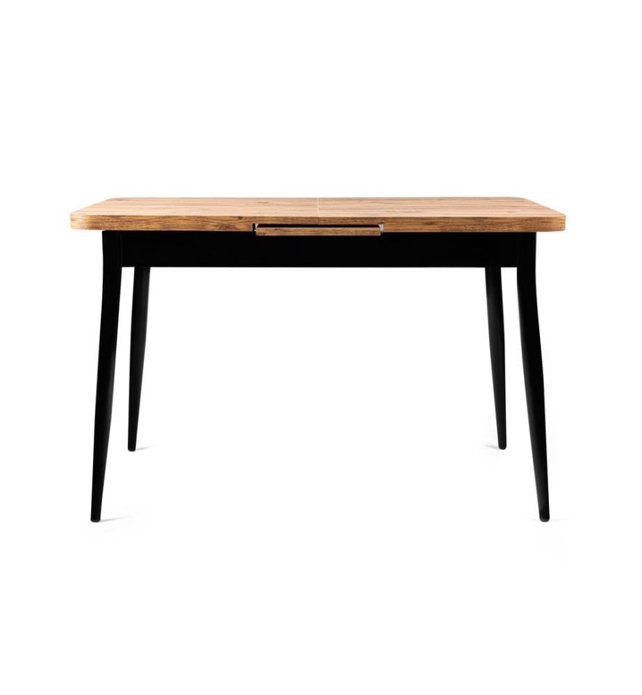 Table à rallonges, pin Atlantique, 100 % PANNEAU DE PARTICULES ENDUIT DE MÉLAMINE, pieds en fer