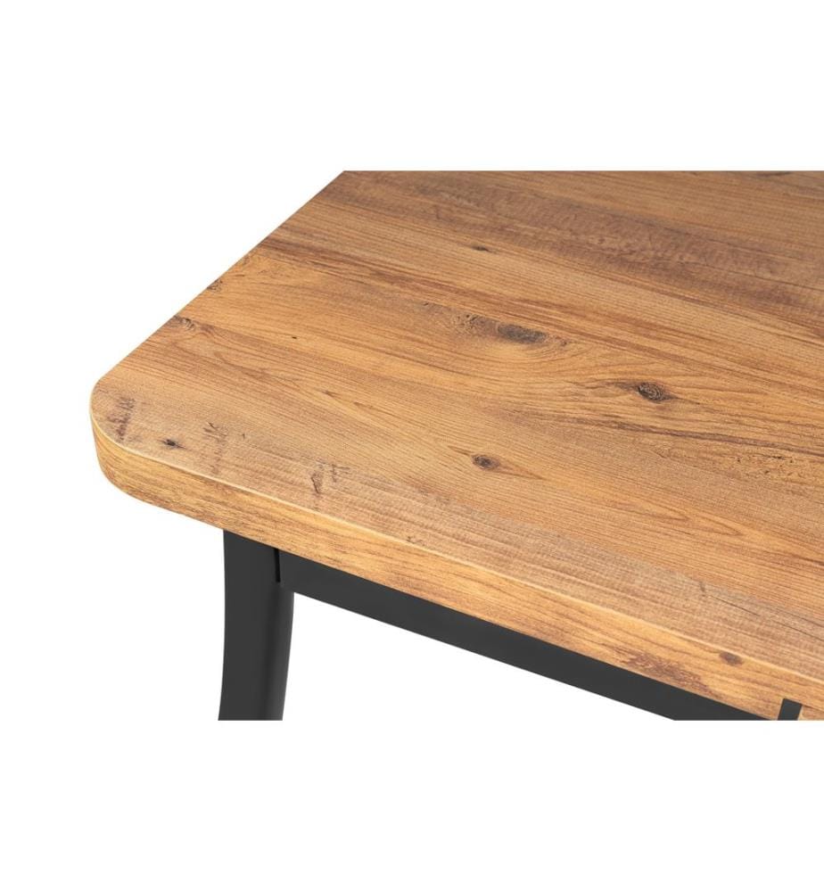 Table à rallonges, pin Atlantique, 100 % PANNEAU DE PARTICULES ENDUIT DE MÉLAMINE, pieds en fer