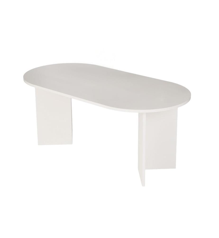 Table de salle à manger, bois blanc, 100 % panneau de particules mélaminé