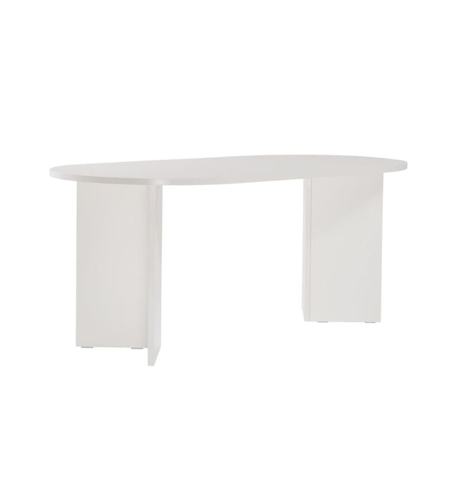 Table de salle à manger, bois blanc, 100 % panneau de particules mélaminé