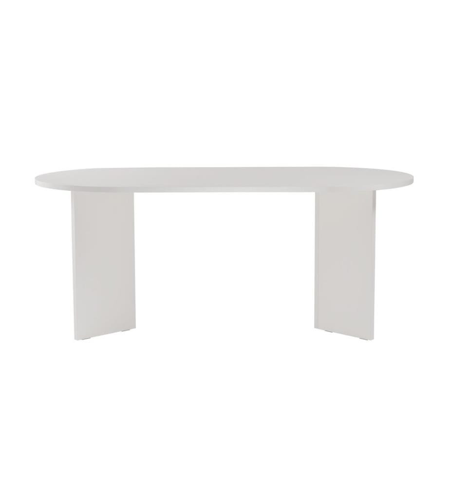 Table de salle à manger, bois blanc, 100 % panneau de particules mélaminé
