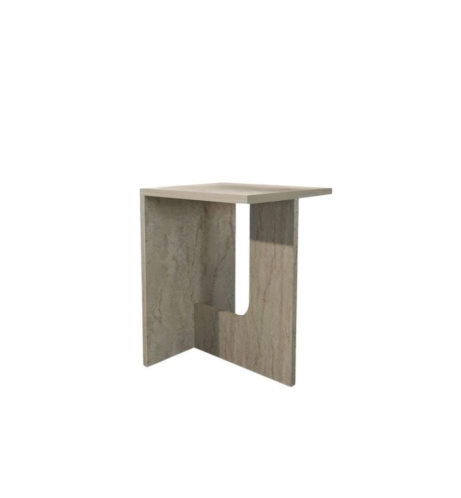 Table d'appoint, travertin, 100 % panneau de particules mélaminé