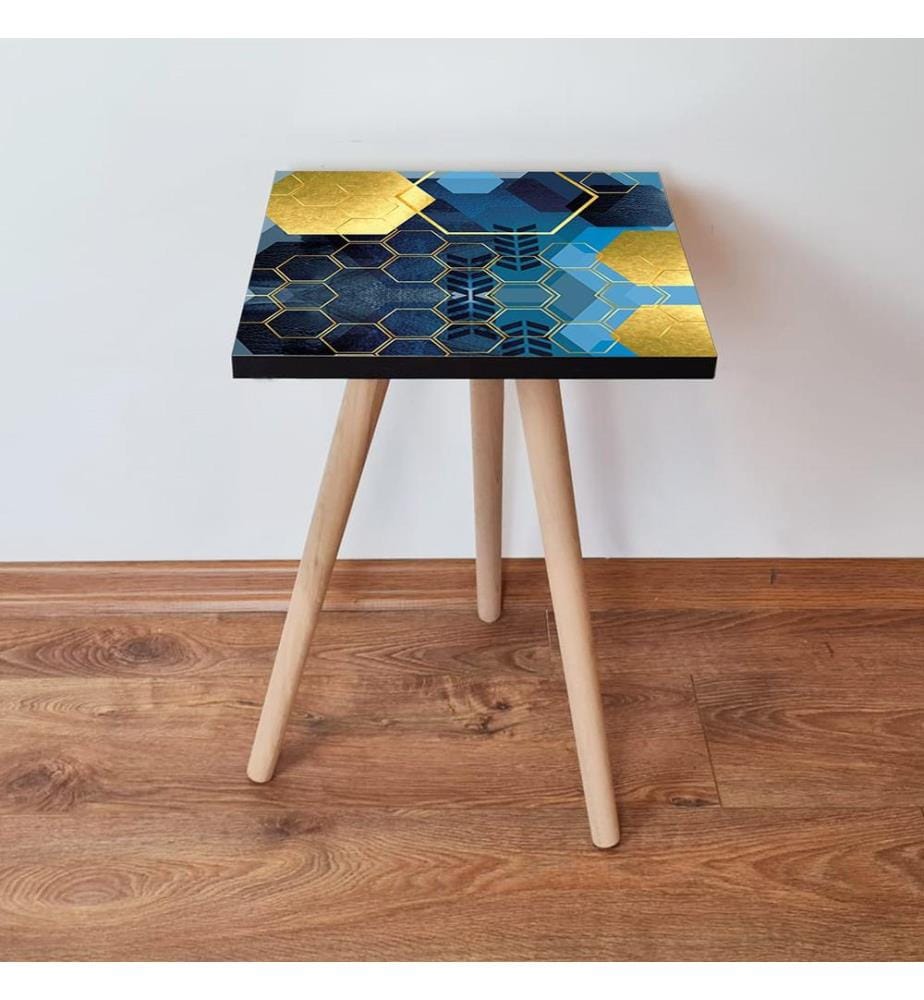 Table d'appoint, bleu marine, or, bleu, 100 % MDF