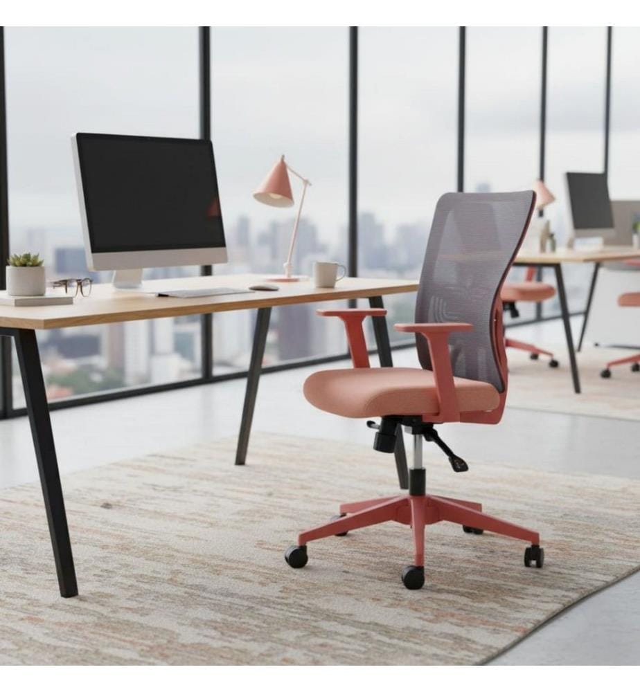 Chaise de bureau, couleur saumon, structure : 100 % plastique
